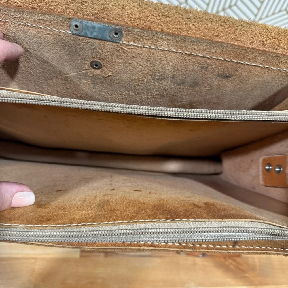 JJ Kübler leather bag natural leather bag 30x40 cm briefcase travel bag vintage